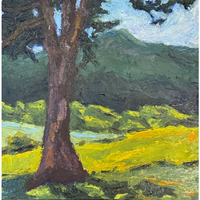 "Tree and Fields, Ft. Lewis, Bath County Va" Contemporary Landscape Oil Painting by Teresa DiMarco For Sale
