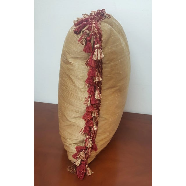 2010s Traditional Gold and Burgundy Silk Throw Pillow - 19x19" For Sale - Image 5 of 7