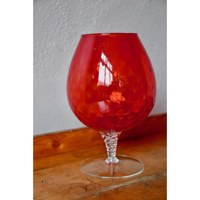 Large Regency Empoli Faceted Glass Chalice Vase, 1970s For Sale - Image 4 of 7