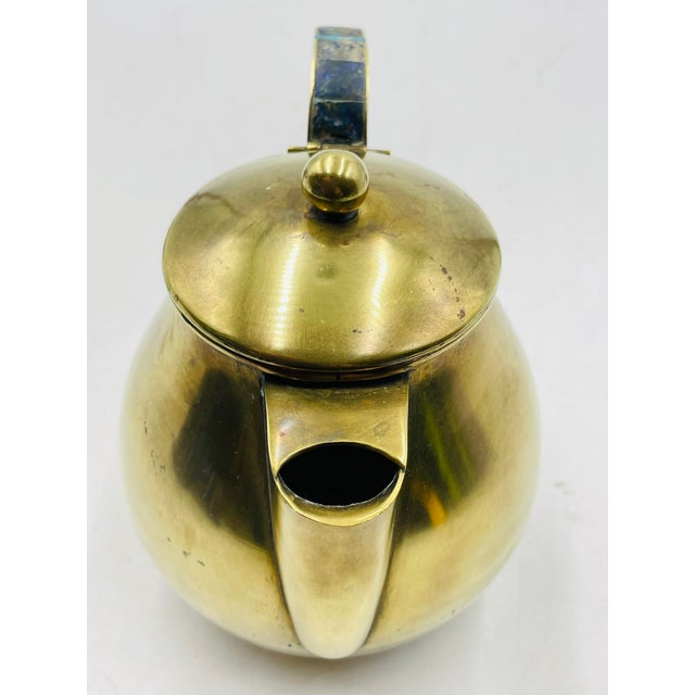 1950s Los Castillo Taxco Brass & Stone Inlaid Tea Set, Mexican Modernism - Set of 3 For Sale - Image 11 of 18