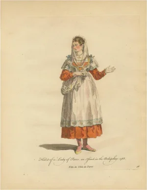 Jefferys, Lady of Paros Traditional Dress, 1749, Print
