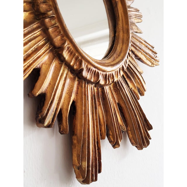 1950s Mid-Century Modern Giltwood Sunburst Mirror, 1960s For Sale - Image 5 of 9