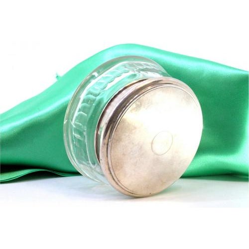 Cut Glass Box with Removable Silver Lid and Monogram Card For Sale - Image 6 of 6