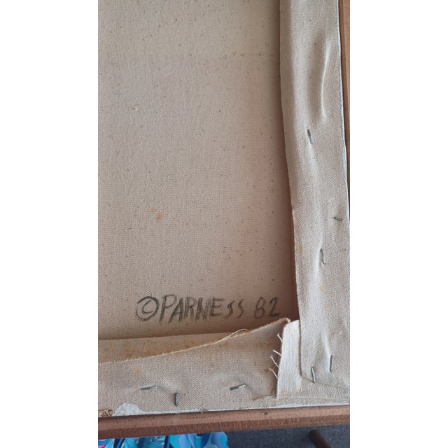 Vintage Framed Cubist Oil Painting of Main Playing Trumpet For Sale - Image 4 of 4