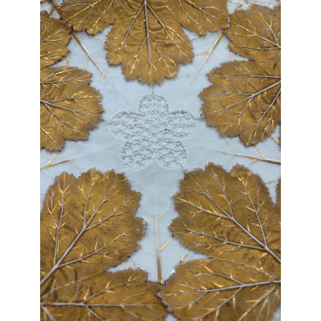 Late 18th Century Porcelain Relief Plate With Gilt Moulded Vine and Grape Leaves From Meissen Porcelain For Sale - Image 6 of 8