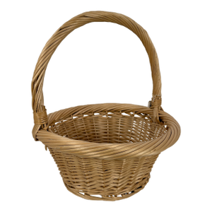 Vintage Unused Natural Color Willow Basket With Twisted Handle
