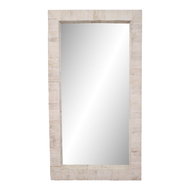 White Washed Salvaged Elm Mirror For Sale