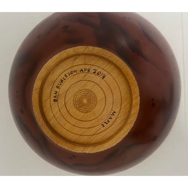 2010s Master Wood-Turner Dan Burleson 2014 One-of-a-Kind Maple Turned Bowl With Imagery For Sale - Image 5 of 7