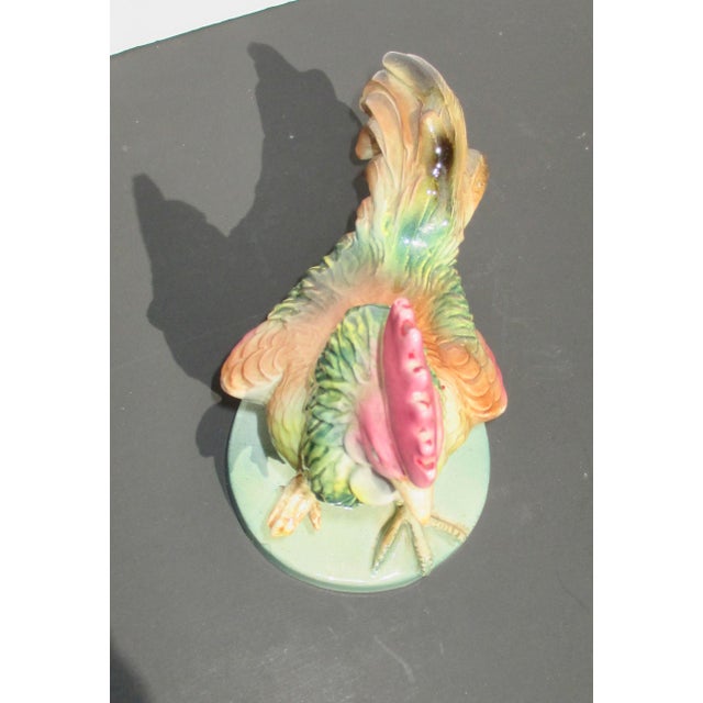 Bottle Green Japanese Fighting Rooster 1930s Ceramic For Sale - Image 8 of 10