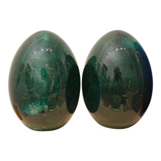 Sculptural Green Italian Alabaster Bookends, a Pair For Sale