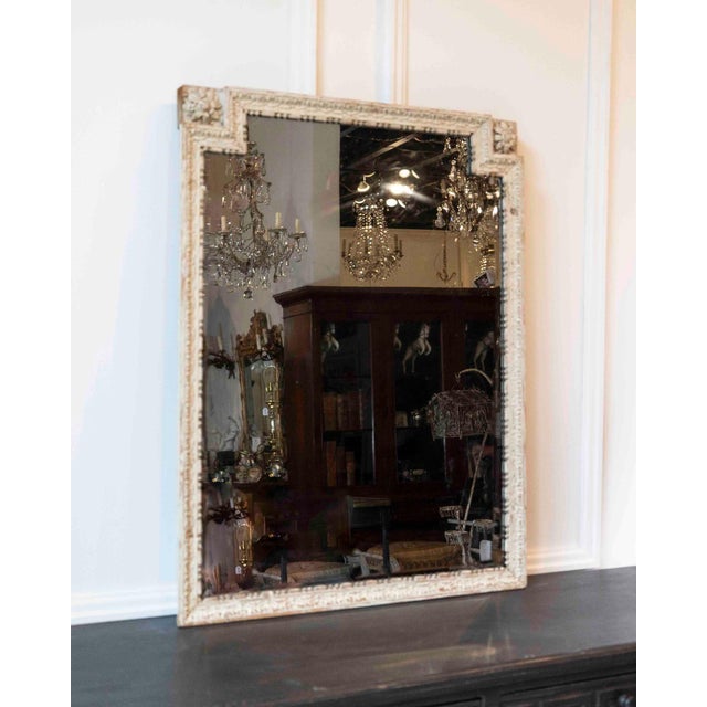 Wood French 18th Century Louis XVI Painted Wood Panel Mirror For Sale - Image 7 of 7