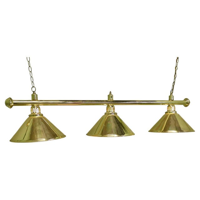 Goldenrod Large Vintage Brass Triple Dining Table Light, 1960 For Sale - Image 8 of 8