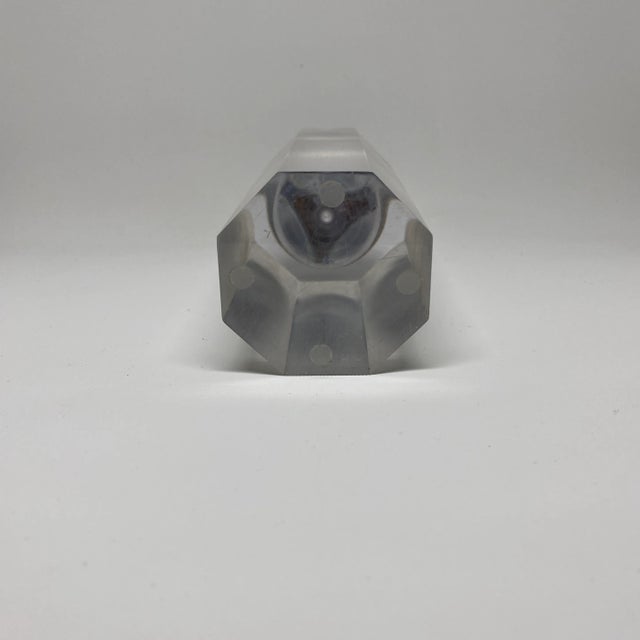 Mid-Century Modern Vintage Opaque Lucite Faceted Table Lighter For Sale - Image 3 of 10