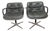 Iconic Early Charles Pollock Executive Armchairs a Pair Solid Aluminum Base Green Leather For Sale