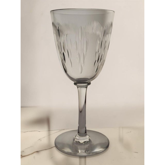 Glass Crystal Water Glasses with Molière Pattern from Baccarat, 1920s, Set of 6 For Sale - Image 7 of 7
