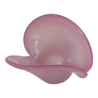1960s Opalescent Pink Murano Archimede Seguso Clam Shell Bowl, Italy For Sale