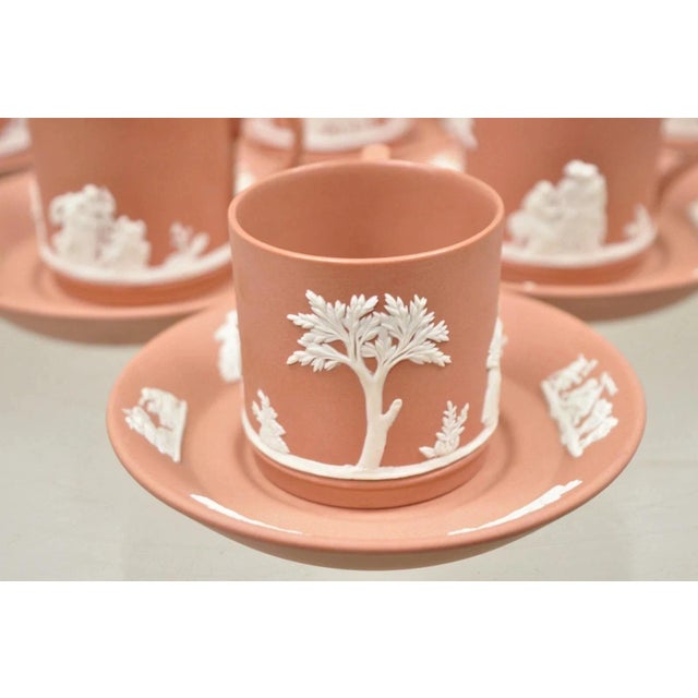 Pink Early 20th Century Wedgwood Terracotta Jasperware Miniature Tea Set Demitasse Cup & Saucer 14 PCS For Sale - Image 8 of 12