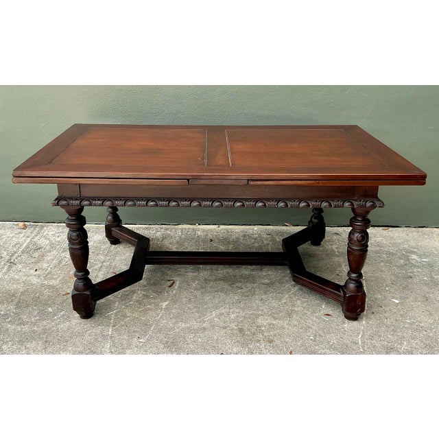 Baroque Vintage Hand Carved Extendable Dining Table For Sale - Image 3 of 13