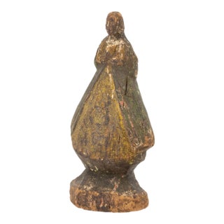 American Standing Woman Polychromed Pine Sculpture, 19th Century For Sale