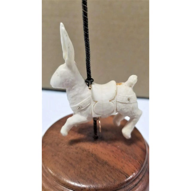 Figurative Mid 20th Century Art Carved Carousel Bunny Sculpture on Pedestal For Sale - Image 3 of 5