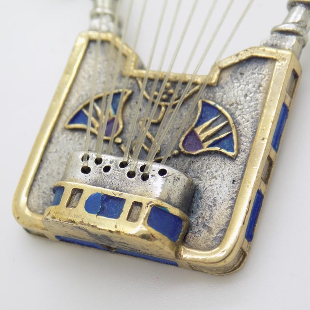 Vintage Handmade Egyptian Lyre Figurine in Silver, Florence, Italy, 1980s For Sale - Image 6 of 18