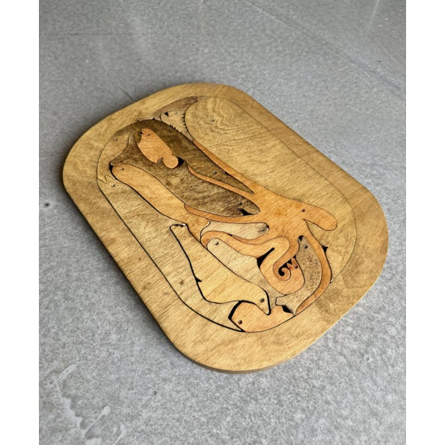 Mid-Century Modern Vintage Danese Enzo Mari Style Pesce Puzzle Wood Education Tool Desk Game Toy Sculpture Object For Sale - Image 3 of 15