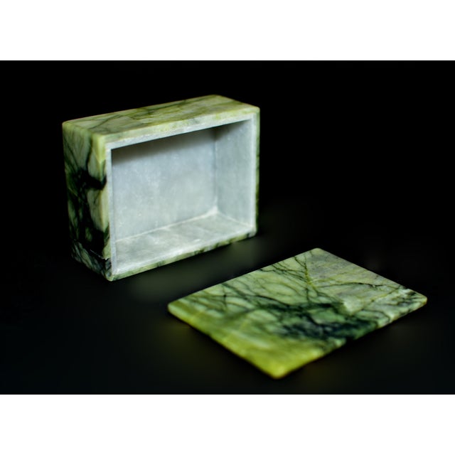Rutile Serpentine Box Watergrass Green Gemstone Box For Sale - Image 10 of 11