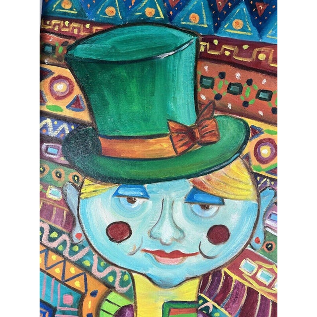 Abstract Signed Cho Vintage Alice in Wonderland Style Painting Abstract Expressionism For Sale - Image 3 of 6