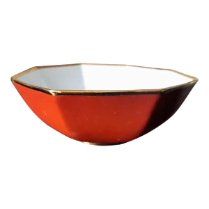 1970s Fitz and Floyd Ff “Ramses” Octagonal Orange Serving Bowl