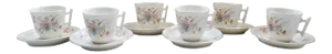Antique Early Porcelain Cups & Saucers Hand Painted Wildflowers & Roses - Set of 6
