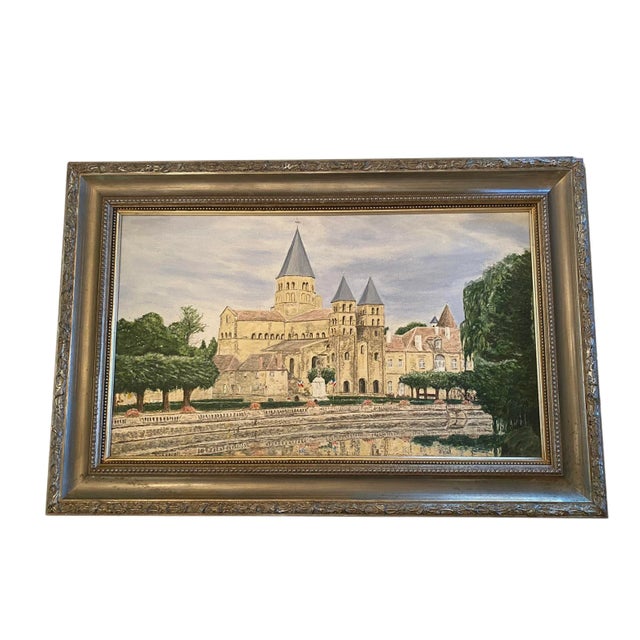 1980’s French Oil on Canvas Still Life “Basilica of Paray-Le-Movial” by Artist J. Woodward For Sale - Image 13 of 13
