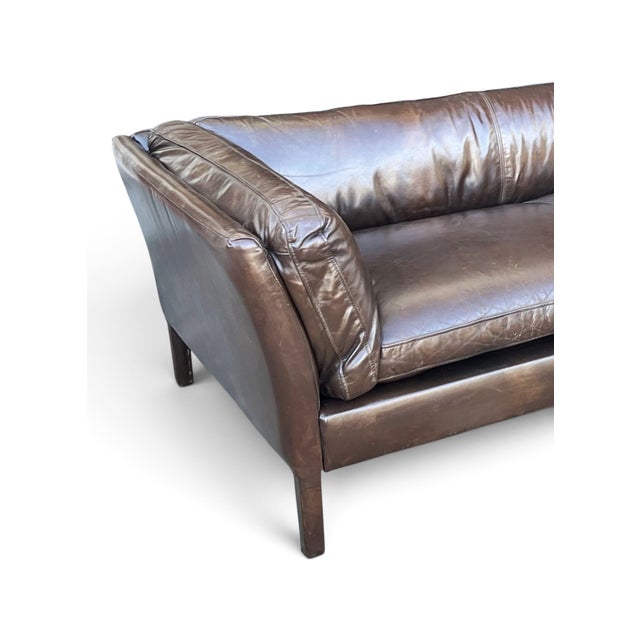 Coffee Restoration Hardware Sorensen Sofa in Tobacco Brown Leather With Natural Patina For Sale - Image 8 of 16