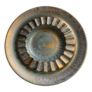 Mid Century Modern 1960’s Stangl Pottery Ashtray Light Blue & Gold For Sale