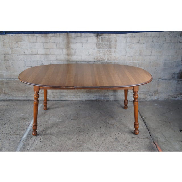 Brown 1960s Tell City Chair Co. Hard Rock Maple Colonial Style Round Extendable Dining Table For Sale - Image 8 of 13