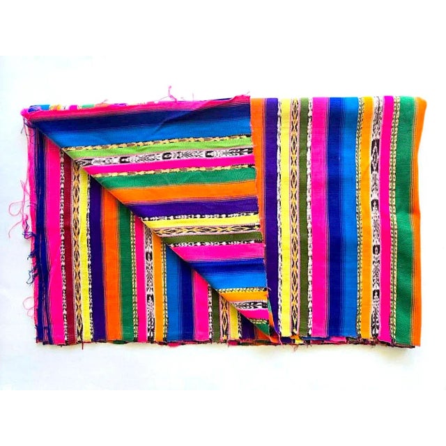 Tribal Vintage Guatemalan Textile in Bright Colors With Jaspe Ikat Detail, Just Under 3 Yards For Sale - Image 3 of 10