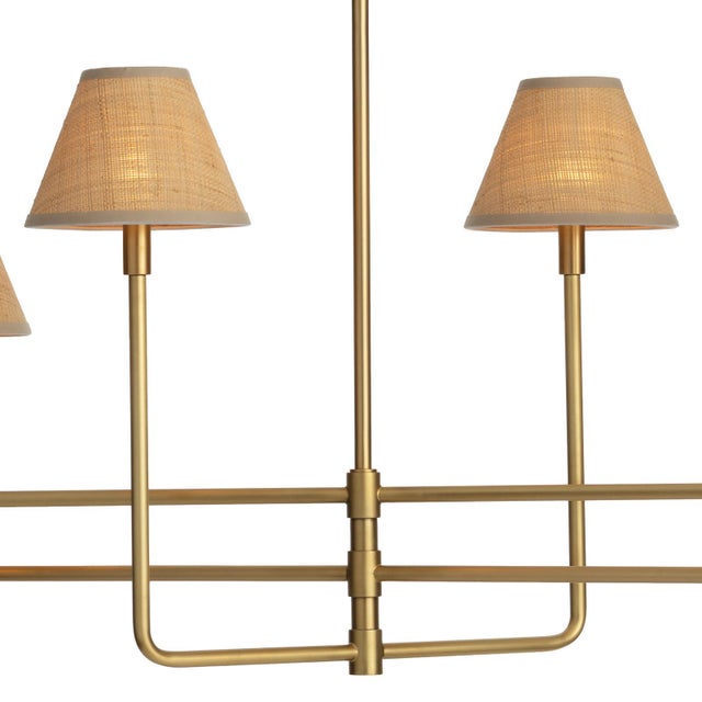 Regina Andrew Polly Chandelier, Natural Brass with Rattan Shades - 2 cartons For Sale In Detroit - Image 6 of 9