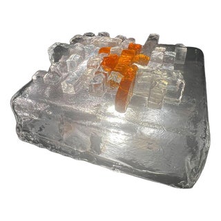 Vintage Italian Sculptural Glass Wall Light from Poliarte, 1970s For Sale