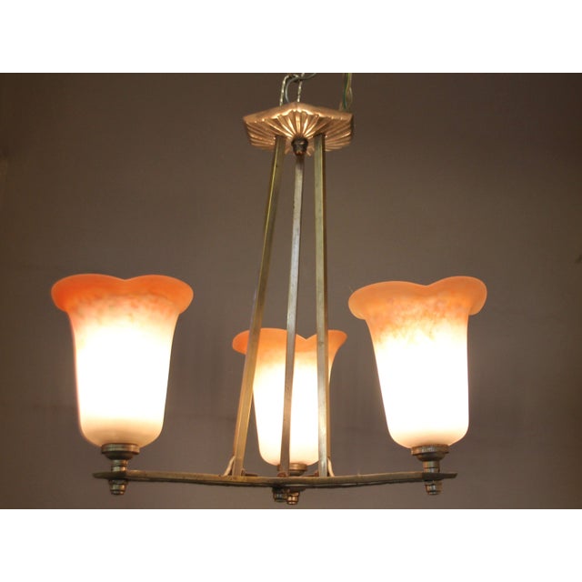 Art Deco French Ceiling Lamp from Noverdy, 1920s For Sale - Image 9 of 11