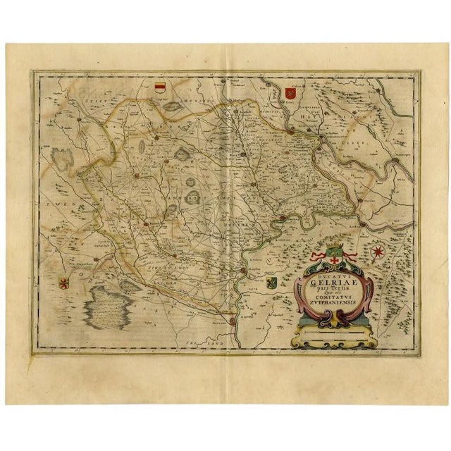 17th Century Antique Map of the Region of Zutphen in the Netherlands by Janssonius, 1647 For Sale - Image 5 of 5