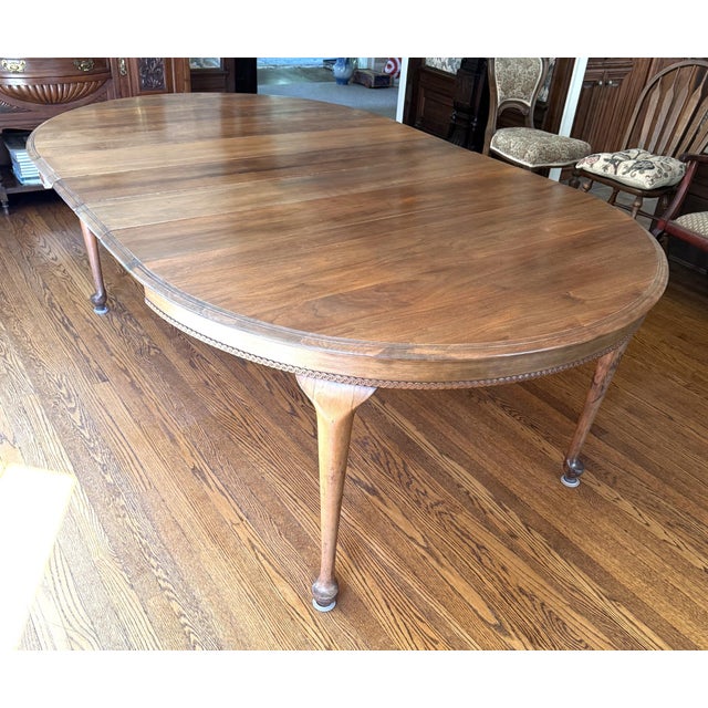 Antique Walnut Dining Room Table, Queen Anne Style, 8 Leaves For Sale - Image 12 of 17