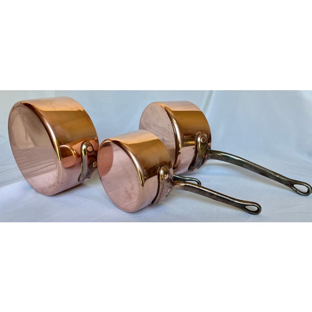 Metal Vintage French Copper Saucepans - Set of 3 For Sale - Image 7 of 12