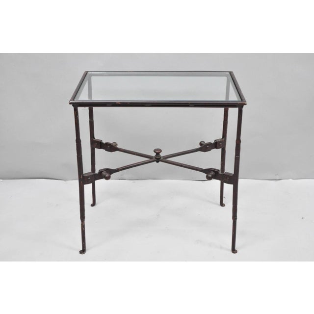 Late 20th Century Industrial Modern Giacometti Style Wrought Iron Side Table by Pottery Barn For Sale - Image 17 of 17