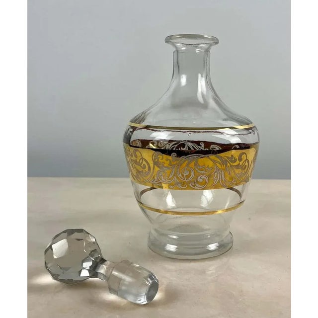 Vintage Glass Carafe with Golden Decoration, 1950 For Sale - Image 10 of 11