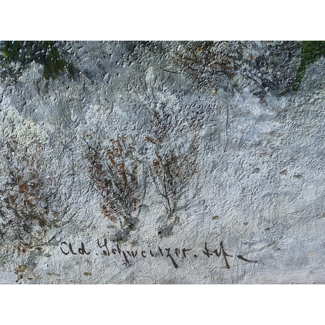 A. Gustav Schweitzer, Winter Night Landscape, Oil on Canvas For Sale - Image 6 of 16