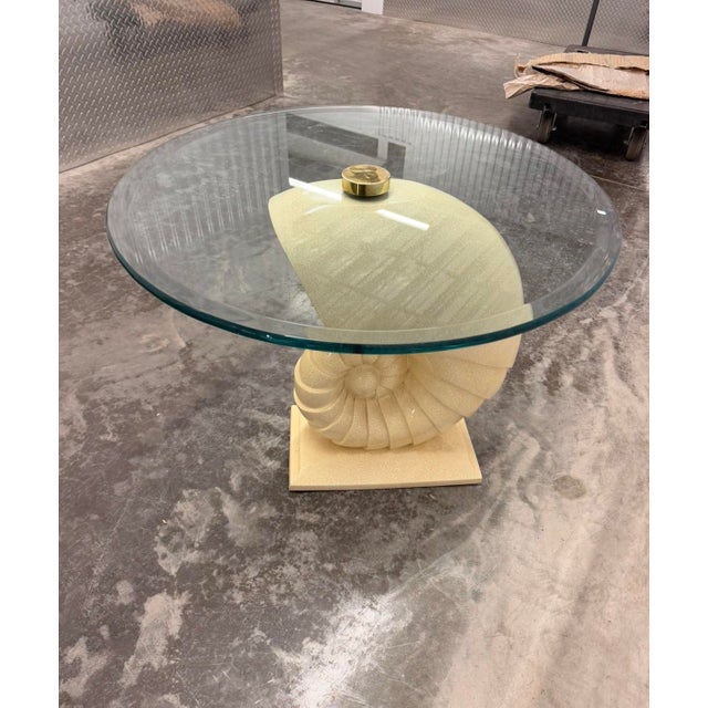 Art Deco Vintage Coastal Oversized Sculpted Nautilus Shell Accent Table For Sale - Image 3 of 9