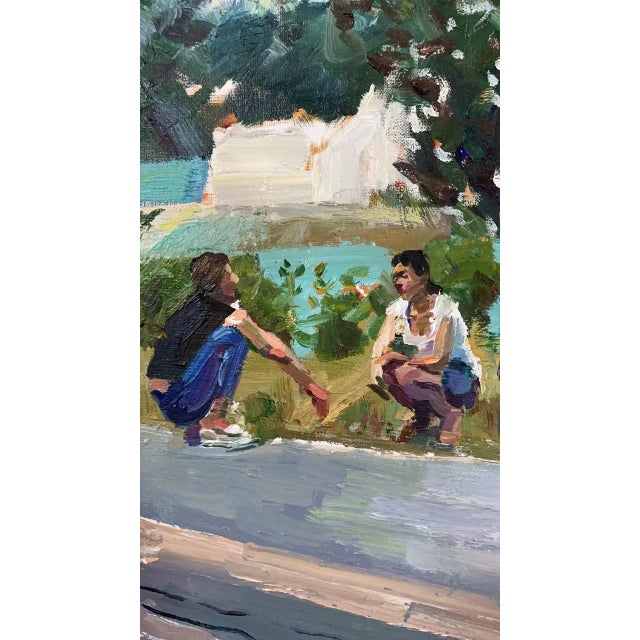 Su Yu, Two Girls on the Roadside, 2022, Oil on Canvas For Sale - Image 4 of 4