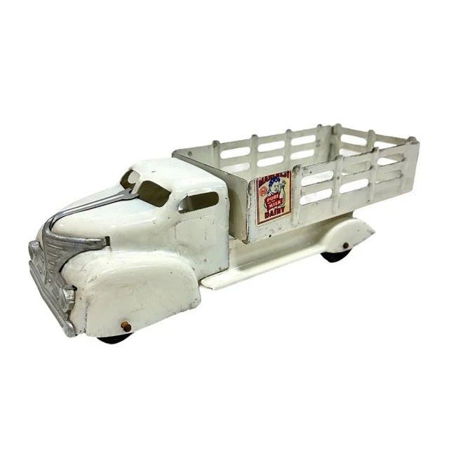 Mid-Century Modern 1930's Marx Marcrest Pressed Steel Pure Milk Dairy Toy Truck For Sale - Image 3 of 5