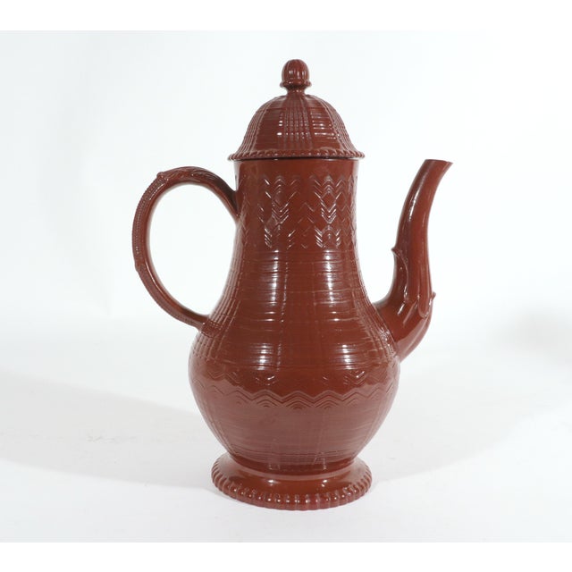 Staffordshire Redware Engine-Turned Large Coffee Pot, Signed Myatt For Sale - Image 14 of 14