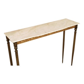 Antique Italian Brunished and Gilt Brass Console with Carrara Marble Top, Venice, 1920s For Sale