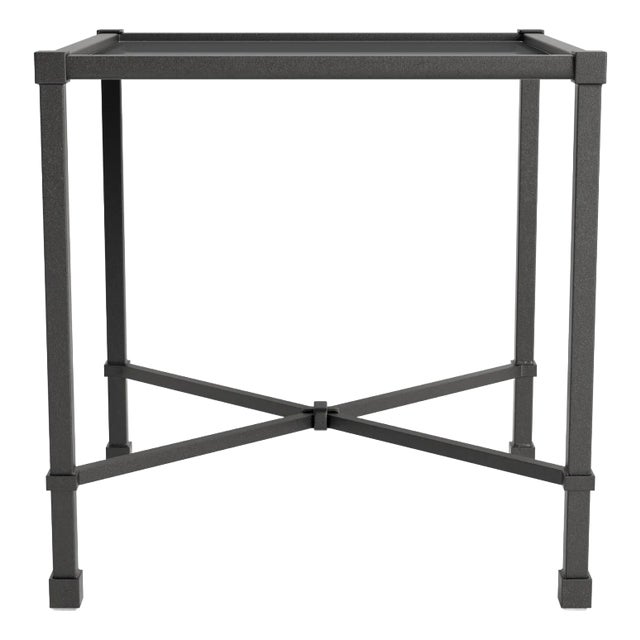 Brown Jordan Venetian 18" Square Occasional Table, Textured Pewter frame For Sale